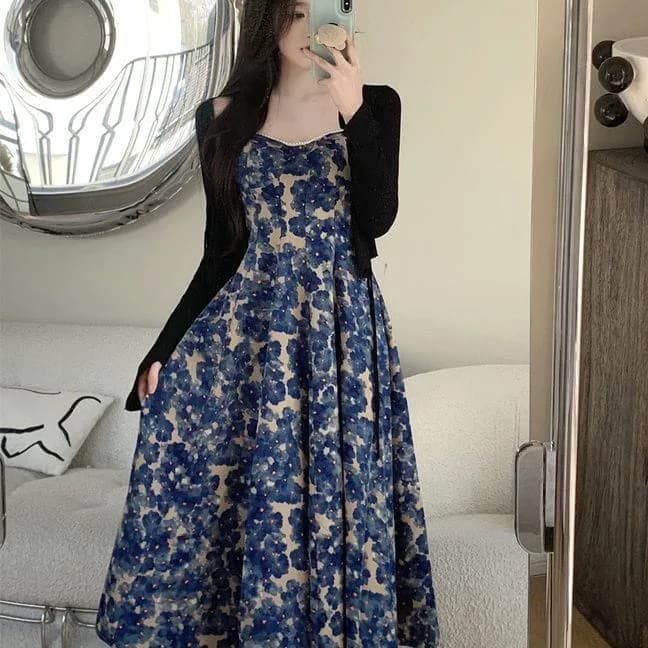 Azure Bloom Midi Dress