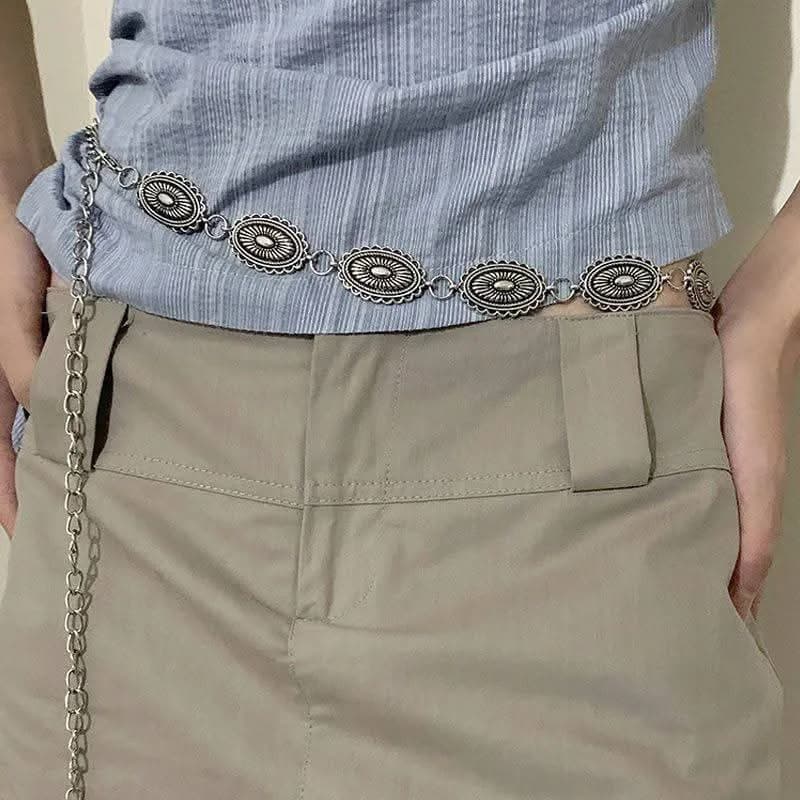Etched Silver Chain Belt